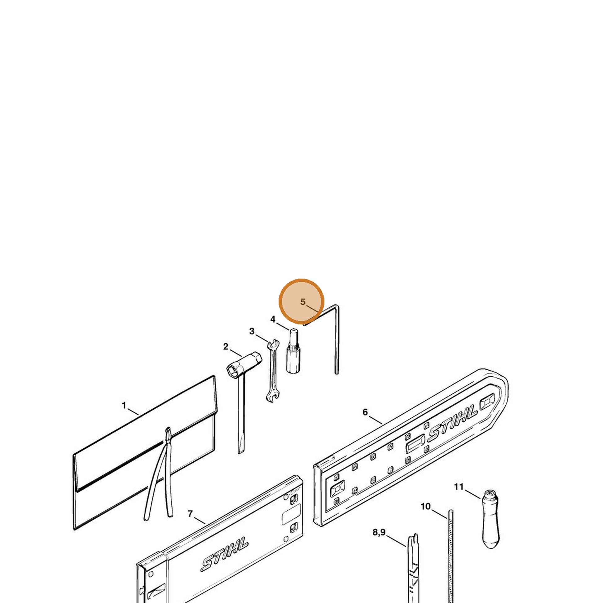 STIHL part 0811-270-1100 — IPL diagram snippet (6x zoom, amber highlight)