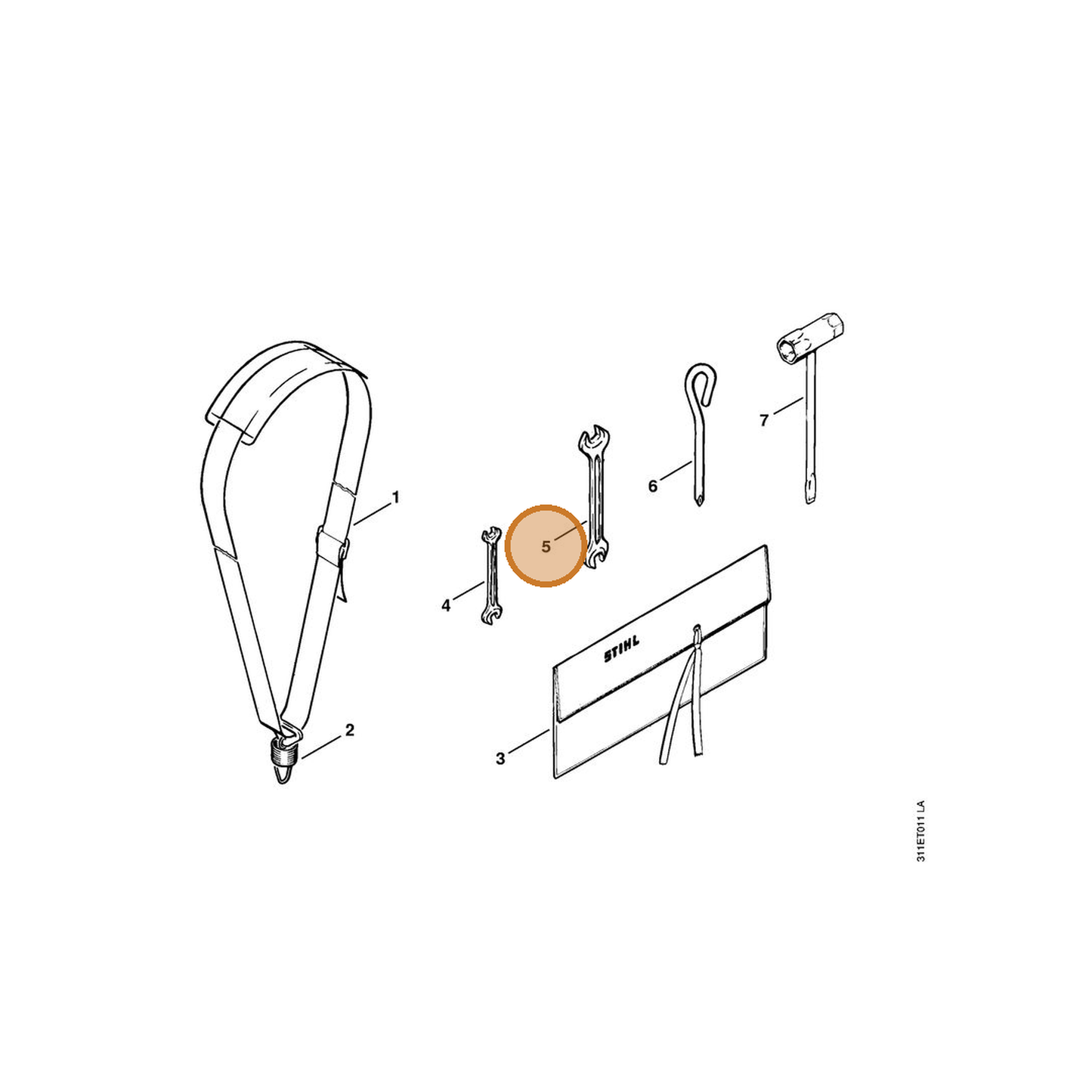 STIHL part 0812-012-1119 — IPL diagram snippet (6x zoom, amber highlight)