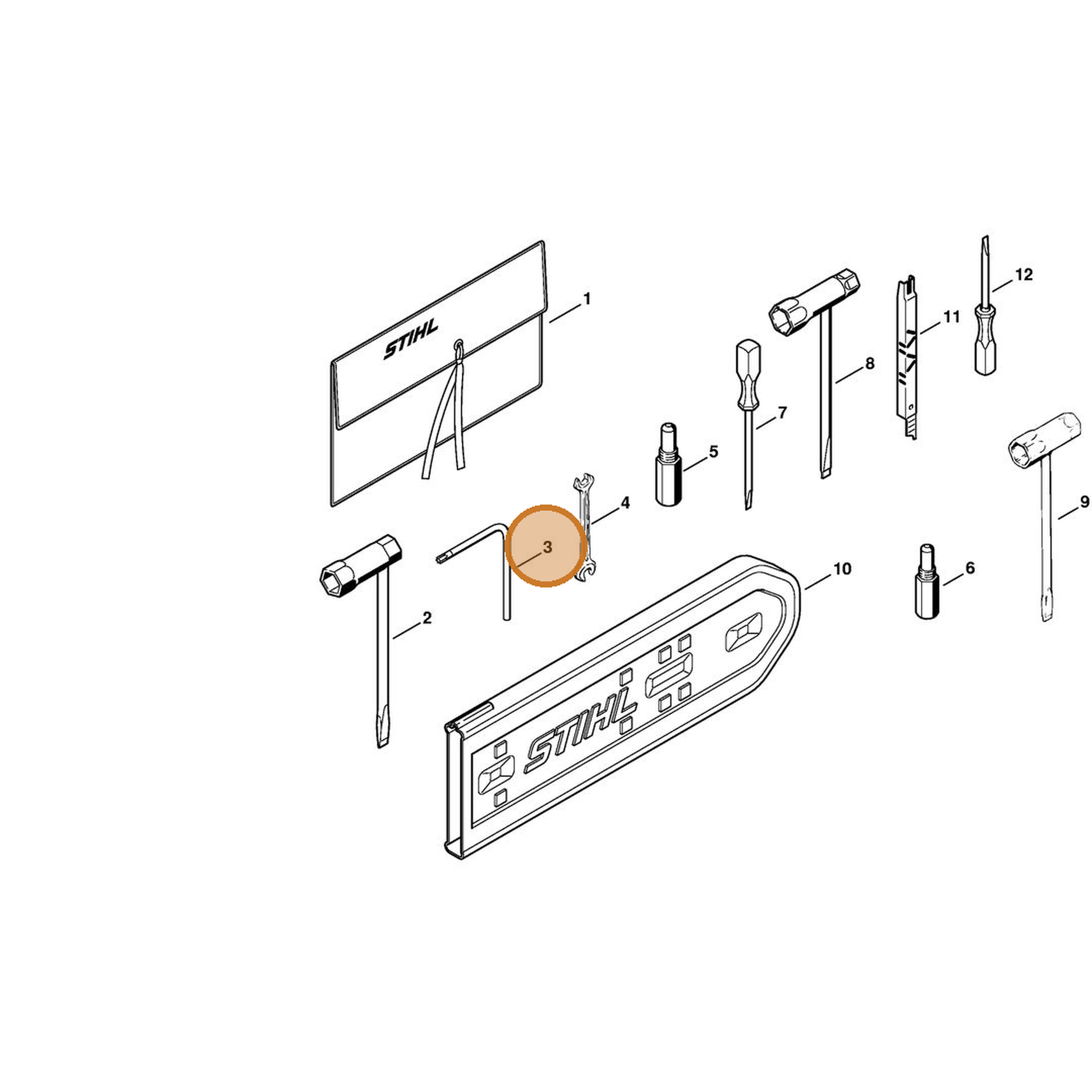 STIHL part 0812-370-1000 — IPL diagram snippet (6x zoom, amber highlight)