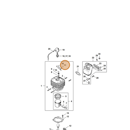 STIHL part 1106-020-9000 — IPL diagram snippet (6x zoom, amber highlight)