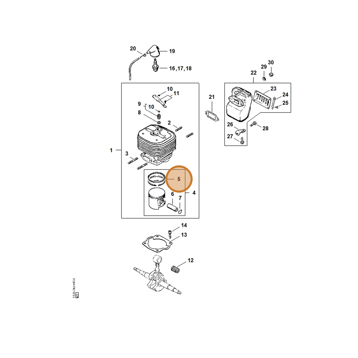 STIHL part 1106-034-3003 — IPL diagram snippet (6x zoom, amber highlight)
