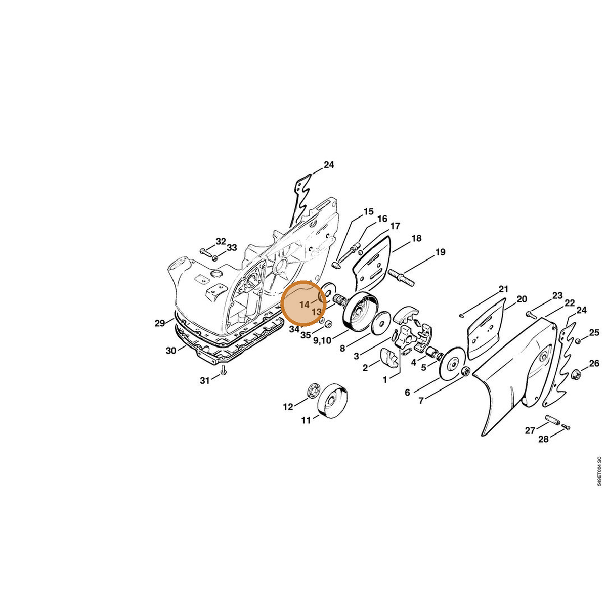 STIHL part 1106-036-9100 — IPL diagram snippet (6x zoom, amber highlight)