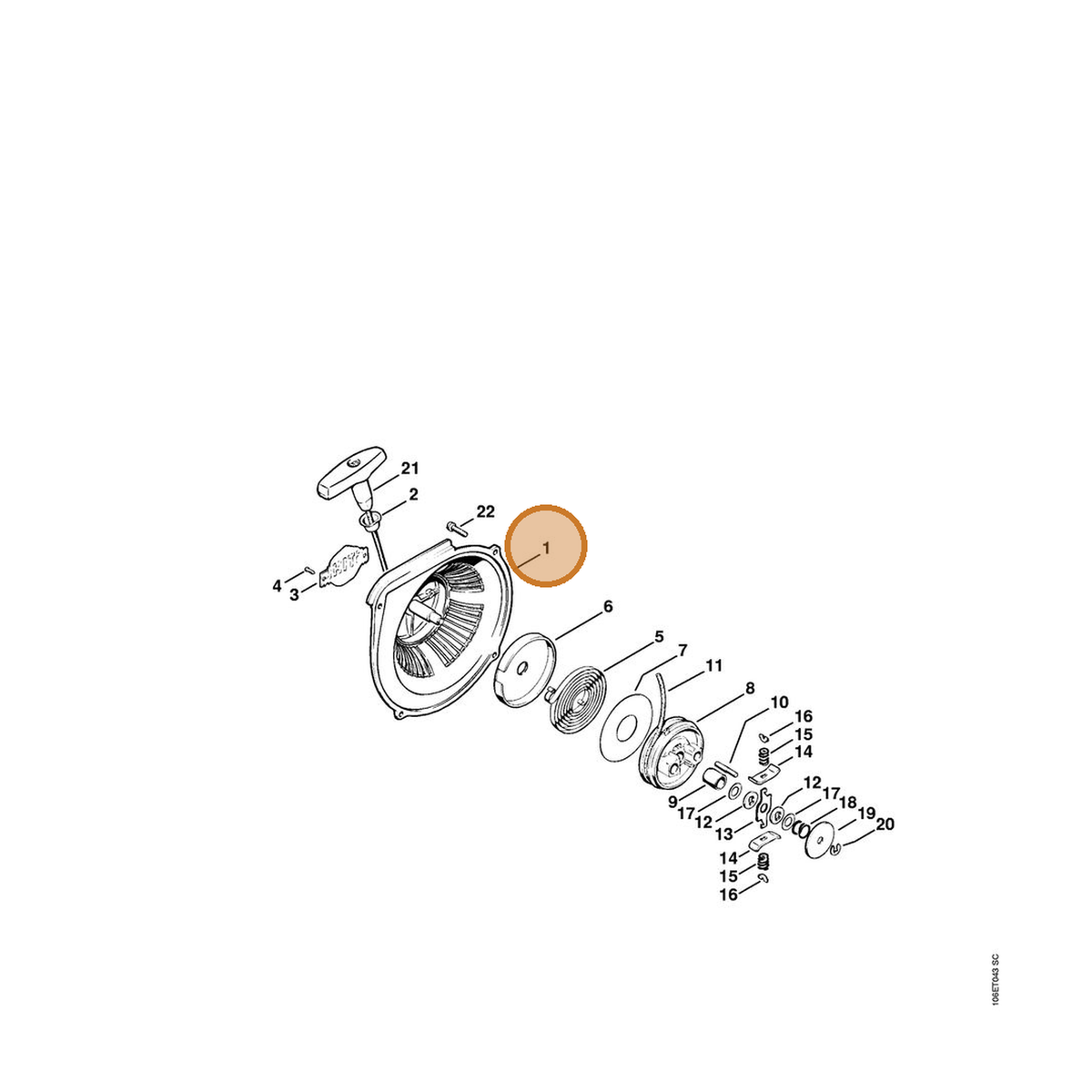 STIHL part 1106-080-2802 — IPL diagram snippet (6x zoom, amber highlight)