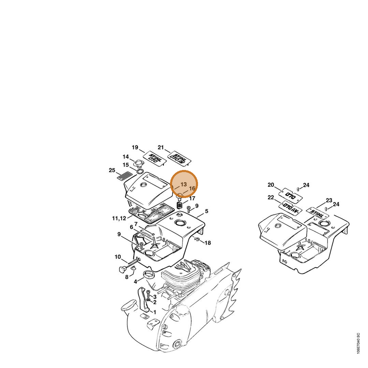 STIHL part 1106-084-0601 — IPL diagram snippet (6x zoom, amber highlight)