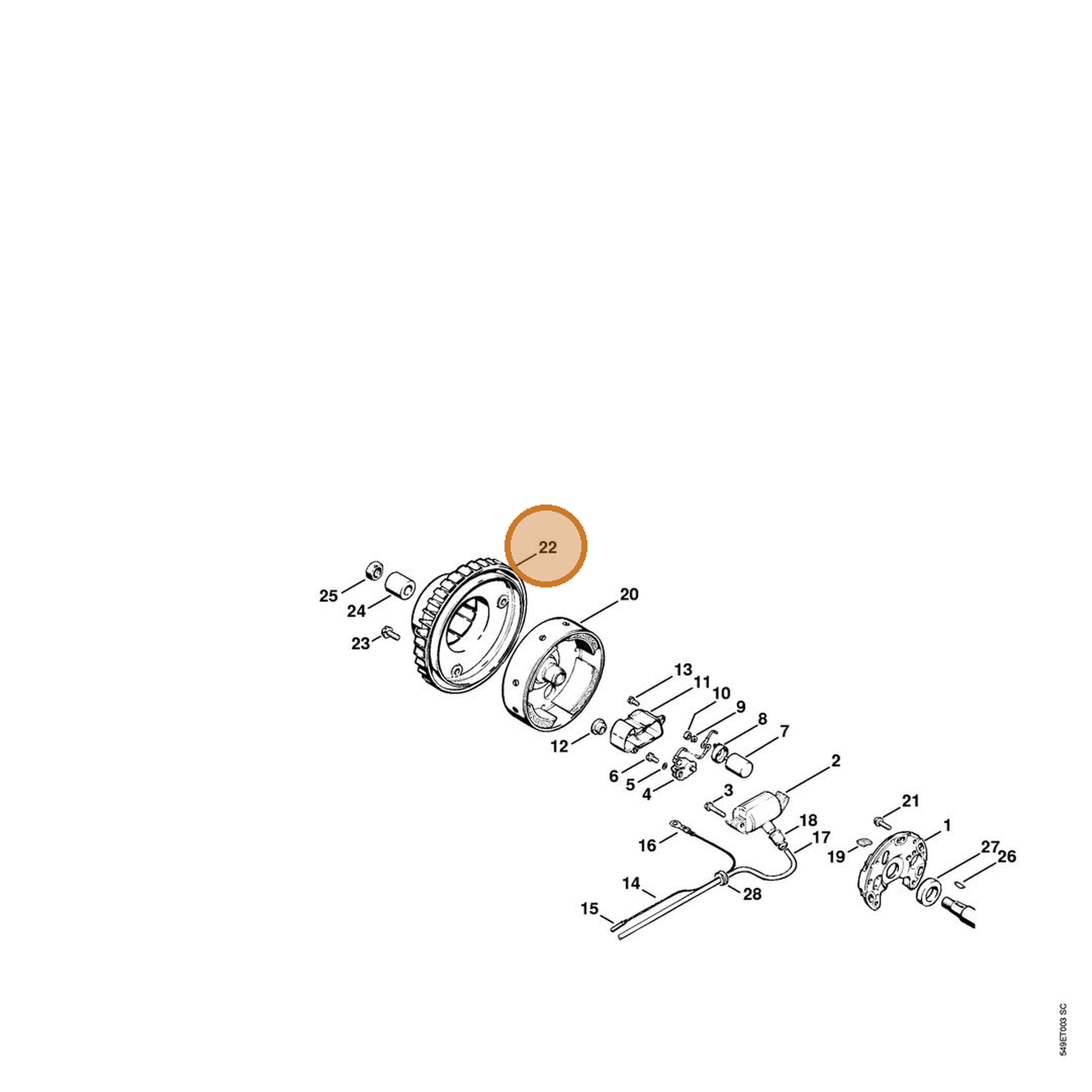 STIHL part 1106-086-0505 — IPL diagram snippet (6x zoom, amber highlight)