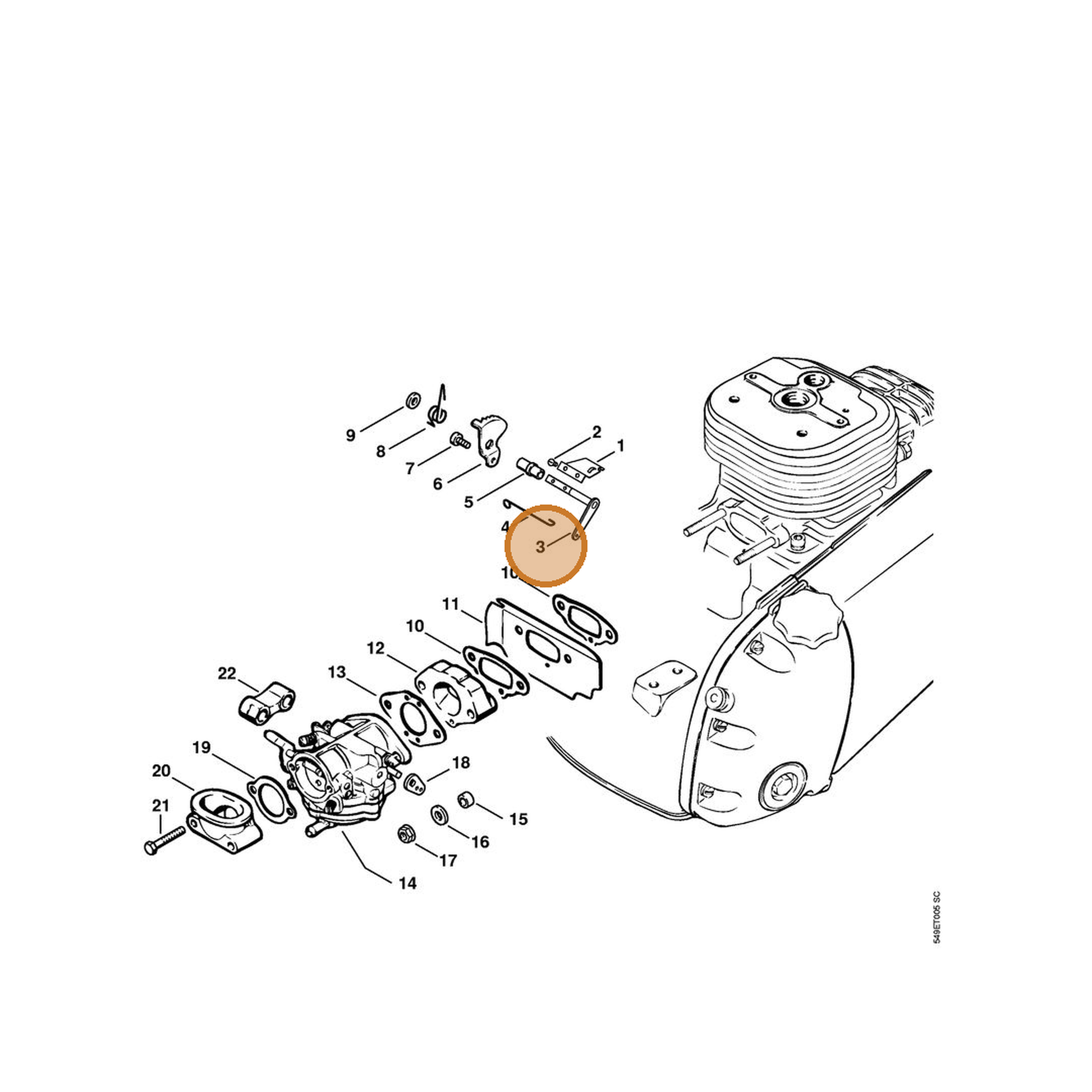 STIHL part 1106-100-0601 — IPL diagram snippet (6x zoom, amber highlight)