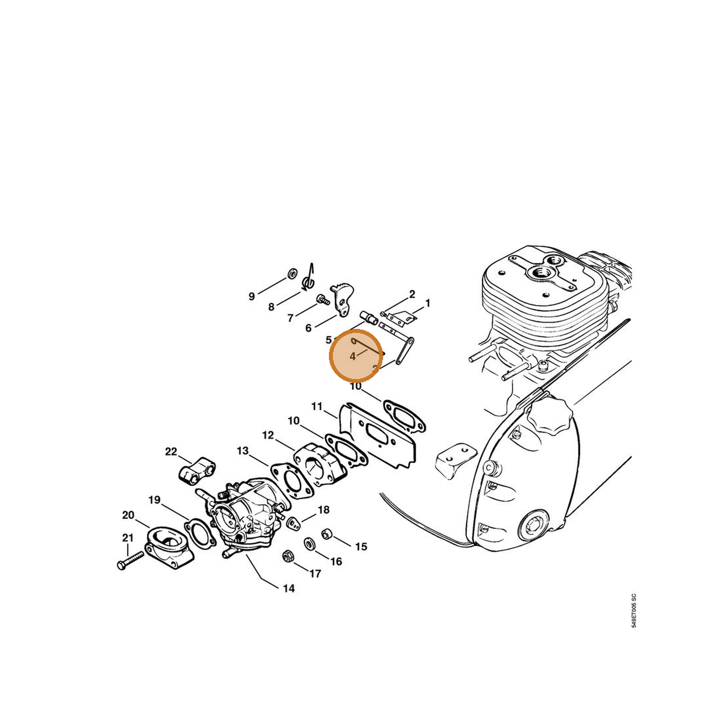 STIHL part 1106-104-0501 — IPL diagram snippet (6x zoom, amber highlight)