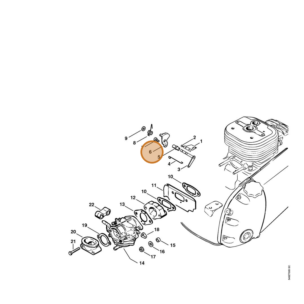 STIHL part 1106-104-1900 — IPL diagram snippet (6x zoom, amber highlight)