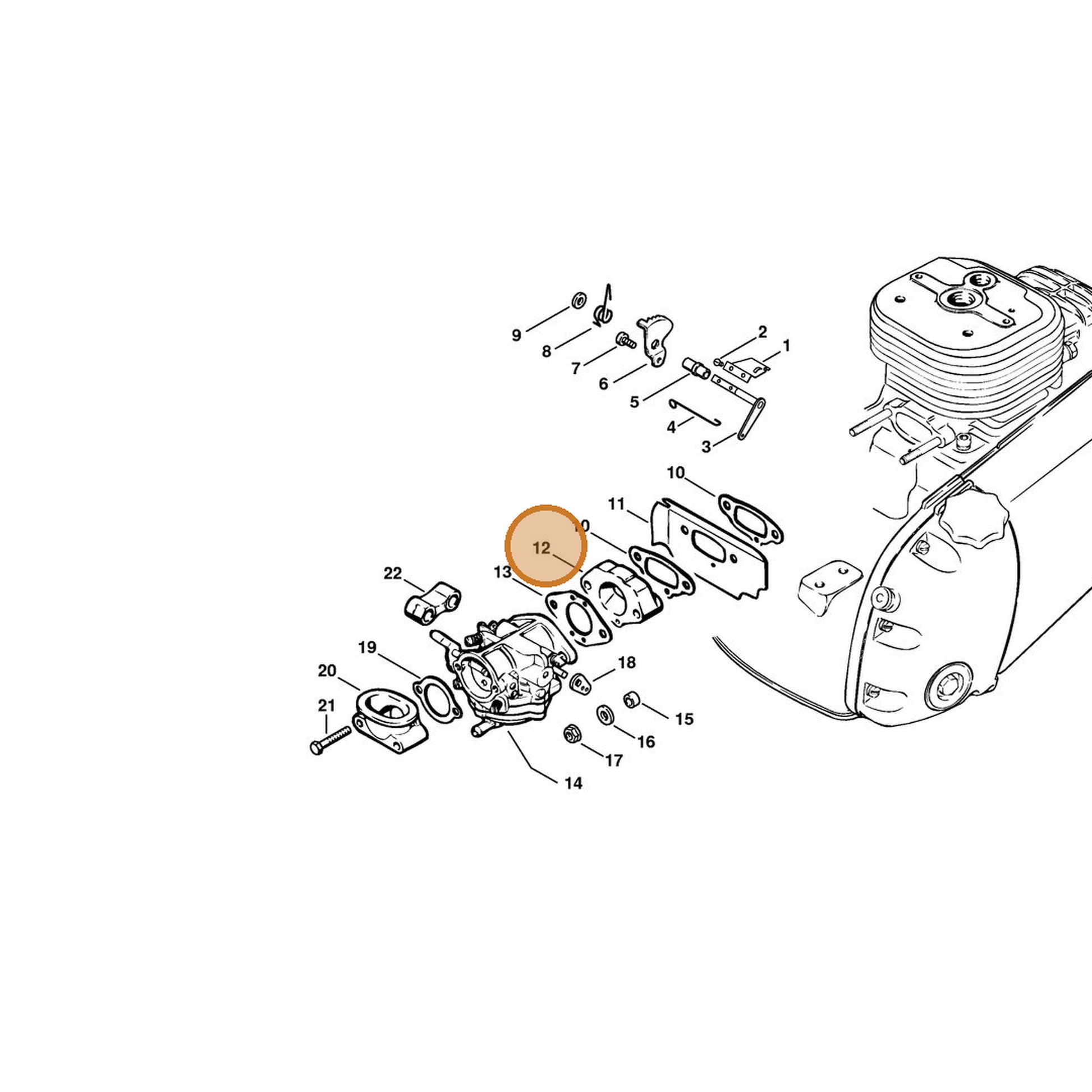 STIHL part 1106-121-1615 — IPL diagram snippet (6x zoom, amber highlight)