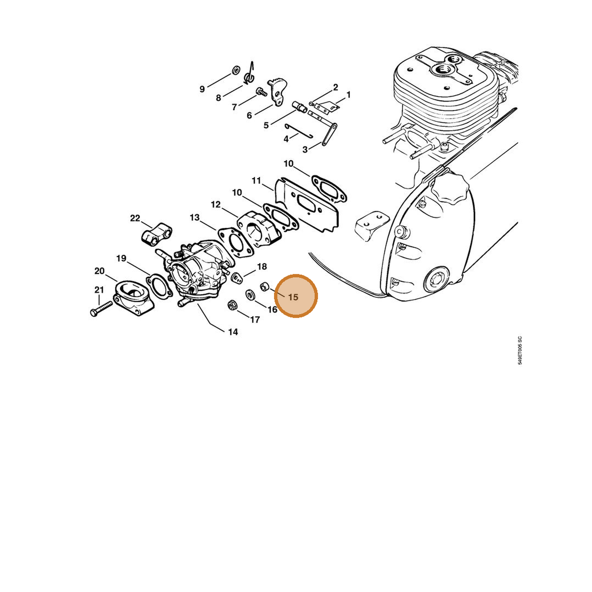 STIHL part 1106-121-8701 — IPL diagram snippet (6x zoom, amber highlight)