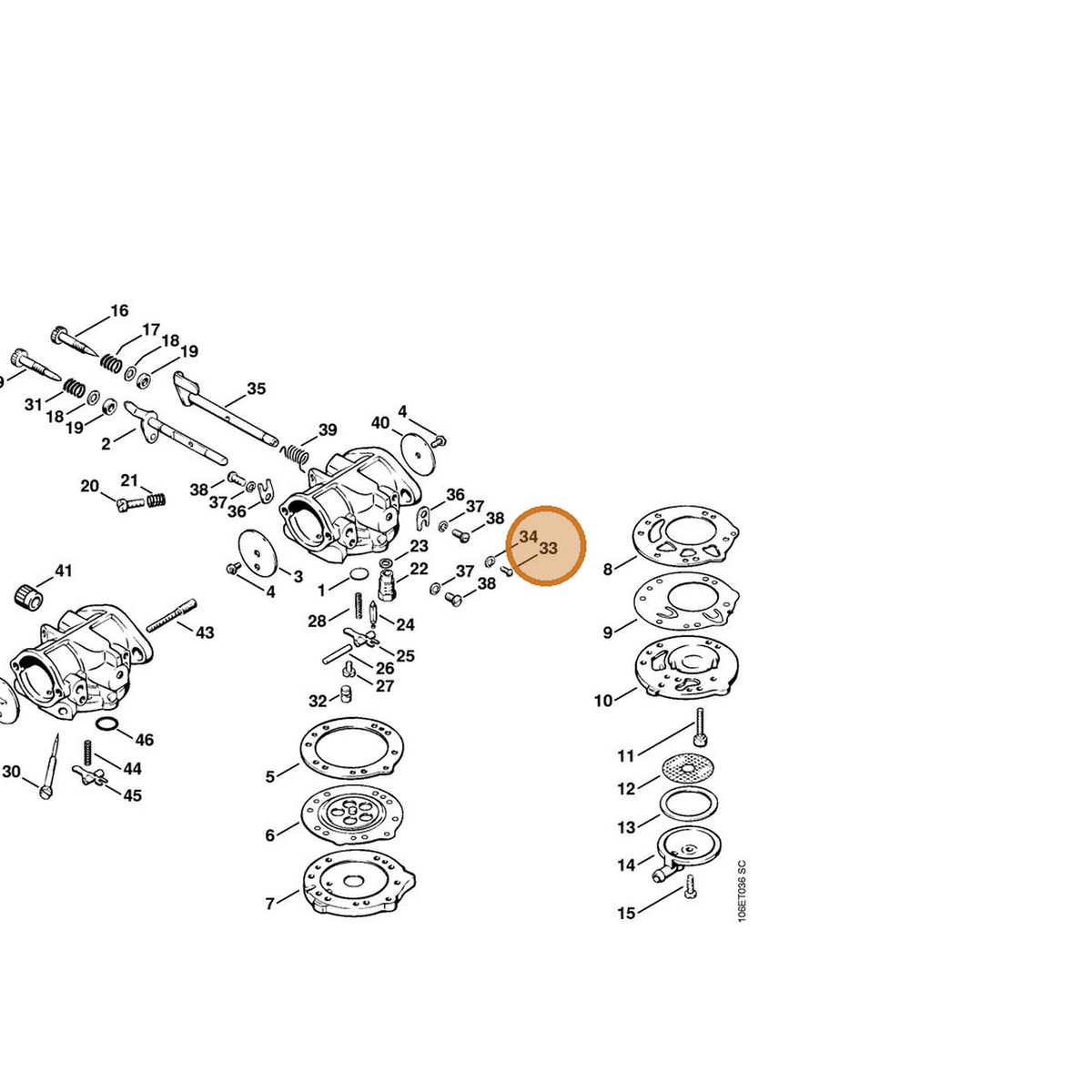 STIHL part 1106-122-7201 — IPL diagram snippet (6x zoom, amber highlight)
