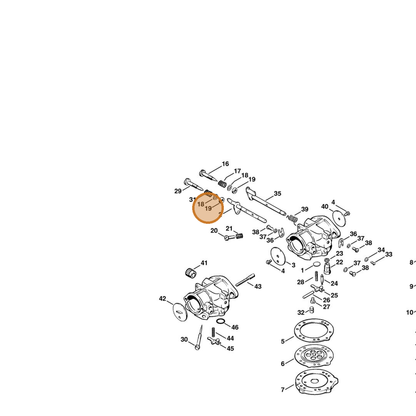 STIHL part 1106-129-2300 — IPL diagram snippet (6x zoom, amber highlight)