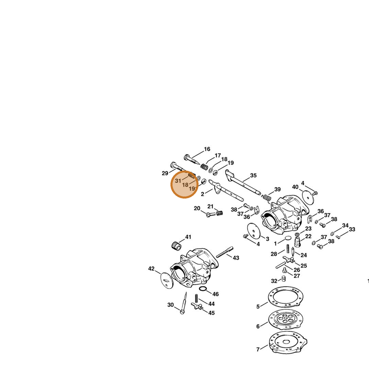 STIHL part 1106-129-3500 — IPL diagram snippet (6x zoom, amber highlight)