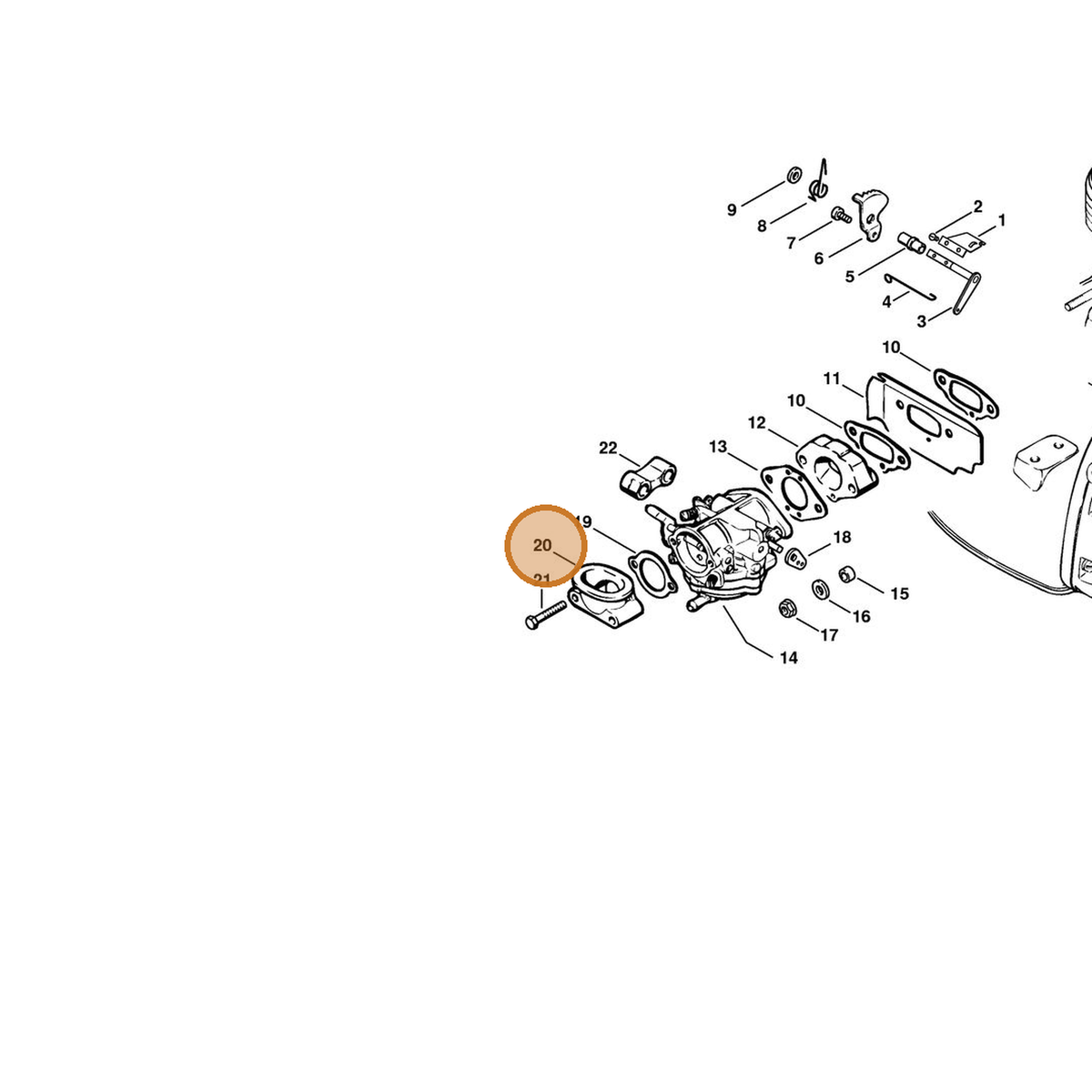 STIHL part 1106-141-2200 — IPL diagram snippet (6x zoom, amber highlight)