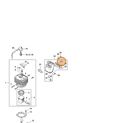 STIHL part 1106-145-2900 — IPL diagram snippet (6x zoom, amber highlight)