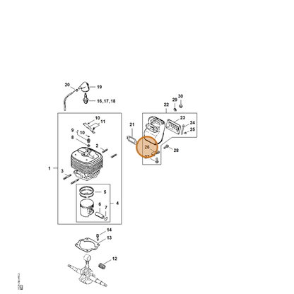 STIHL part 1106-146-8000 — IPL diagram snippet (6x zoom, amber highlight)