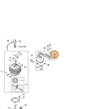STIHL part 1106-148-3900 — IPL diagram snippet (6x zoom, amber highlight)