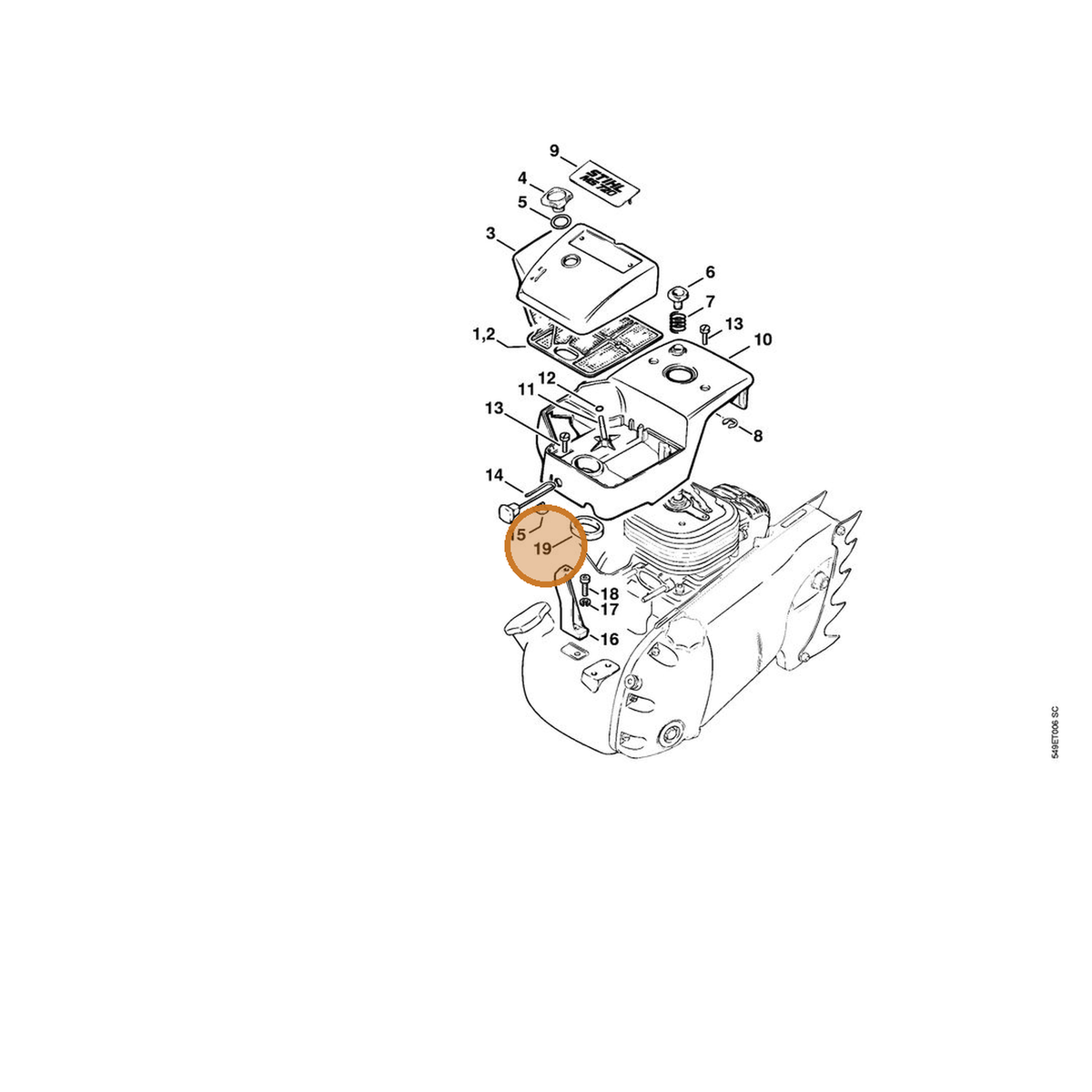 STIHL part 1106-149-0400 — IPL diagram snippet (6x zoom, amber highlight)