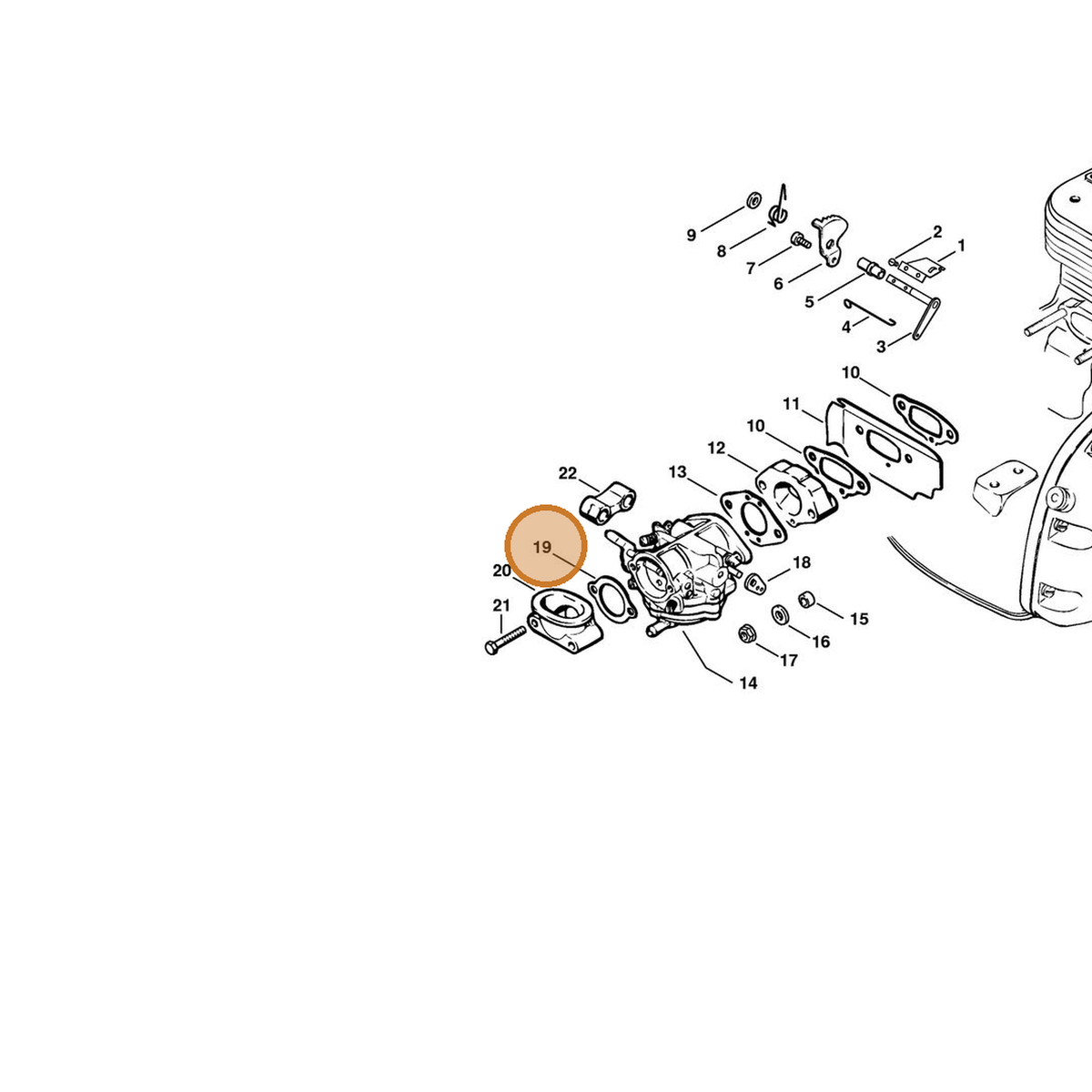 STIHL part 1106-149-1200 — IPL diagram snippet (6x zoom, amber highlight)