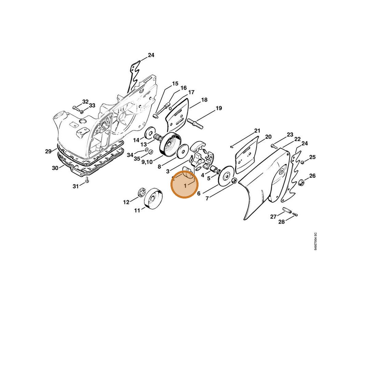 STIHL part 1106-162-3200 — IPL diagram snippet (6x zoom, amber highlight)