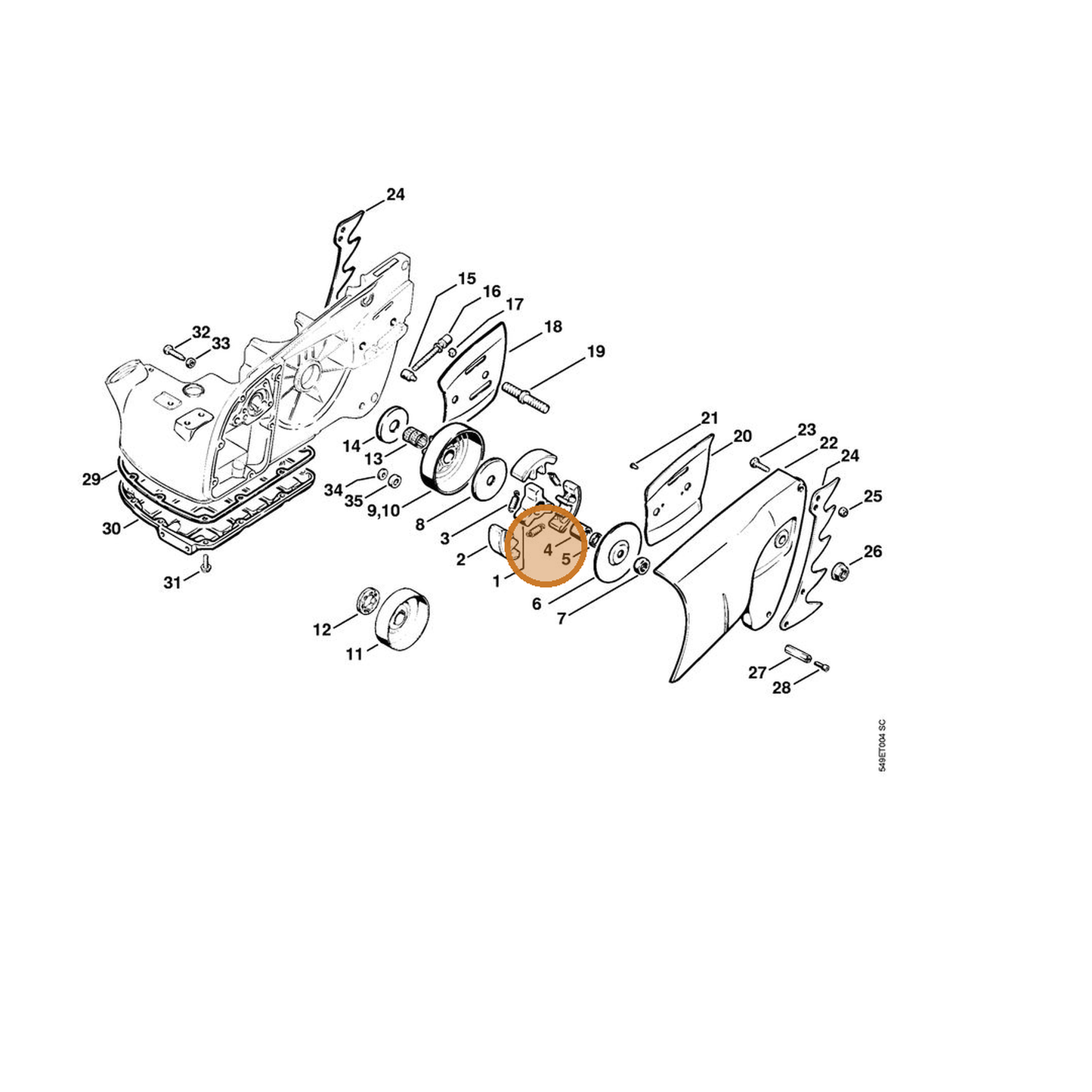 STIHL part 1106-162-9000 — IPL diagram snippet (6x zoom, amber highlight)