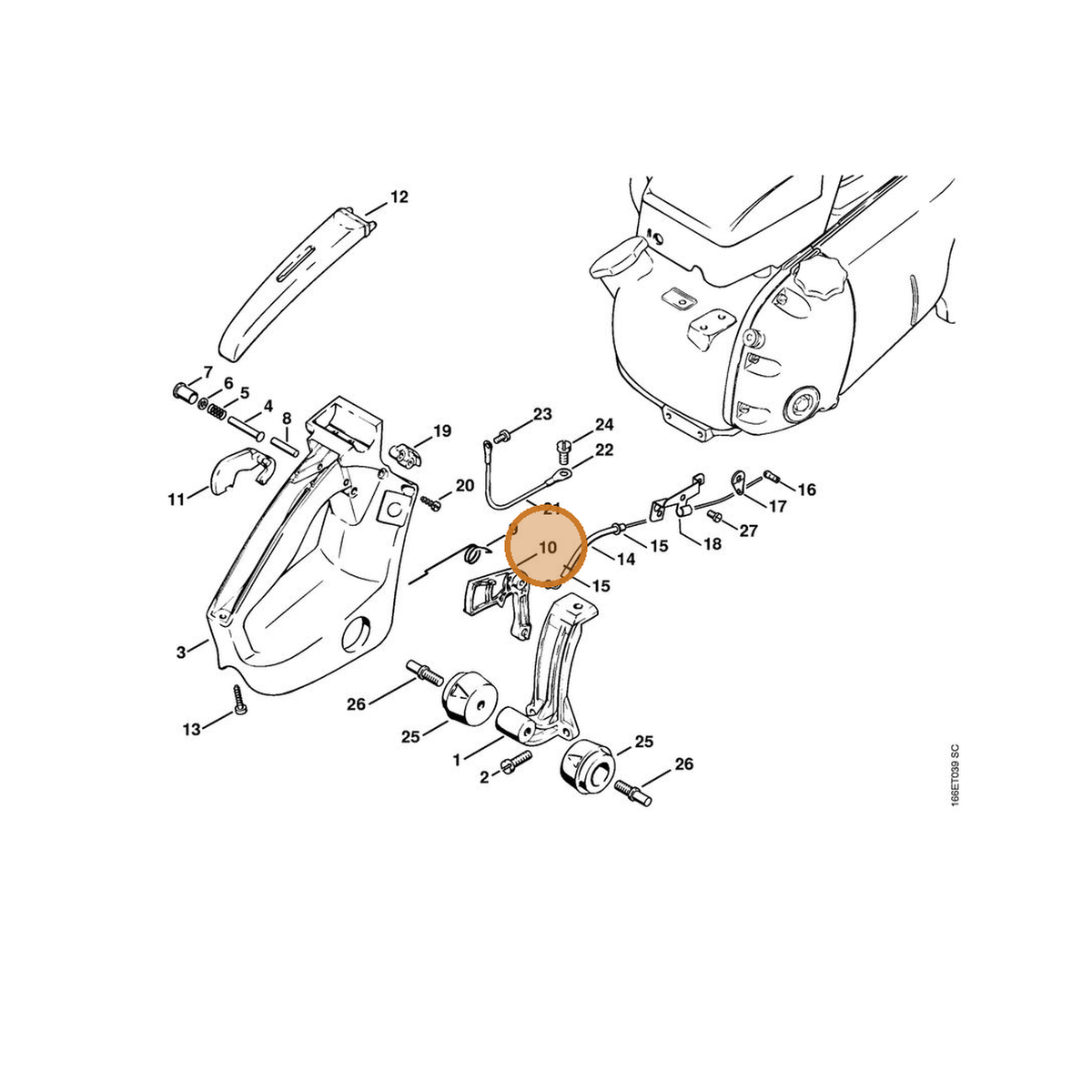 STIHL part 1106-182-1003 — IPL diagram snippet (6x zoom, amber highlight)