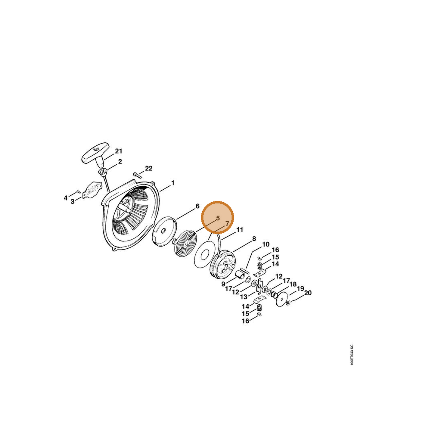 STIHL part 1106-190-0600 — IPL diagram snippet (6x zoom, amber highlight)