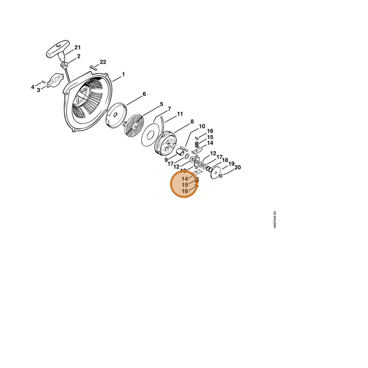STIHL part 1106-195-5100 — IPL diagram snippet (6x zoom, amber highlight)