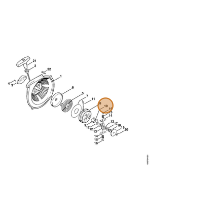 STIHL part 1106-195-9800 — IPL diagram snippet (6x zoom, amber highlight)