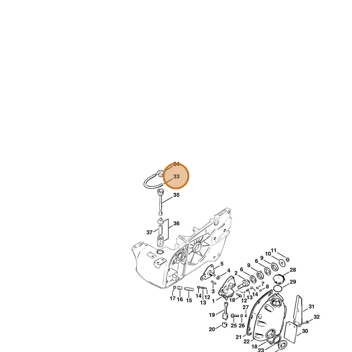 STIHL part 1106-358-0700 — IPL diagram snippet (6x zoom, amber highlight)