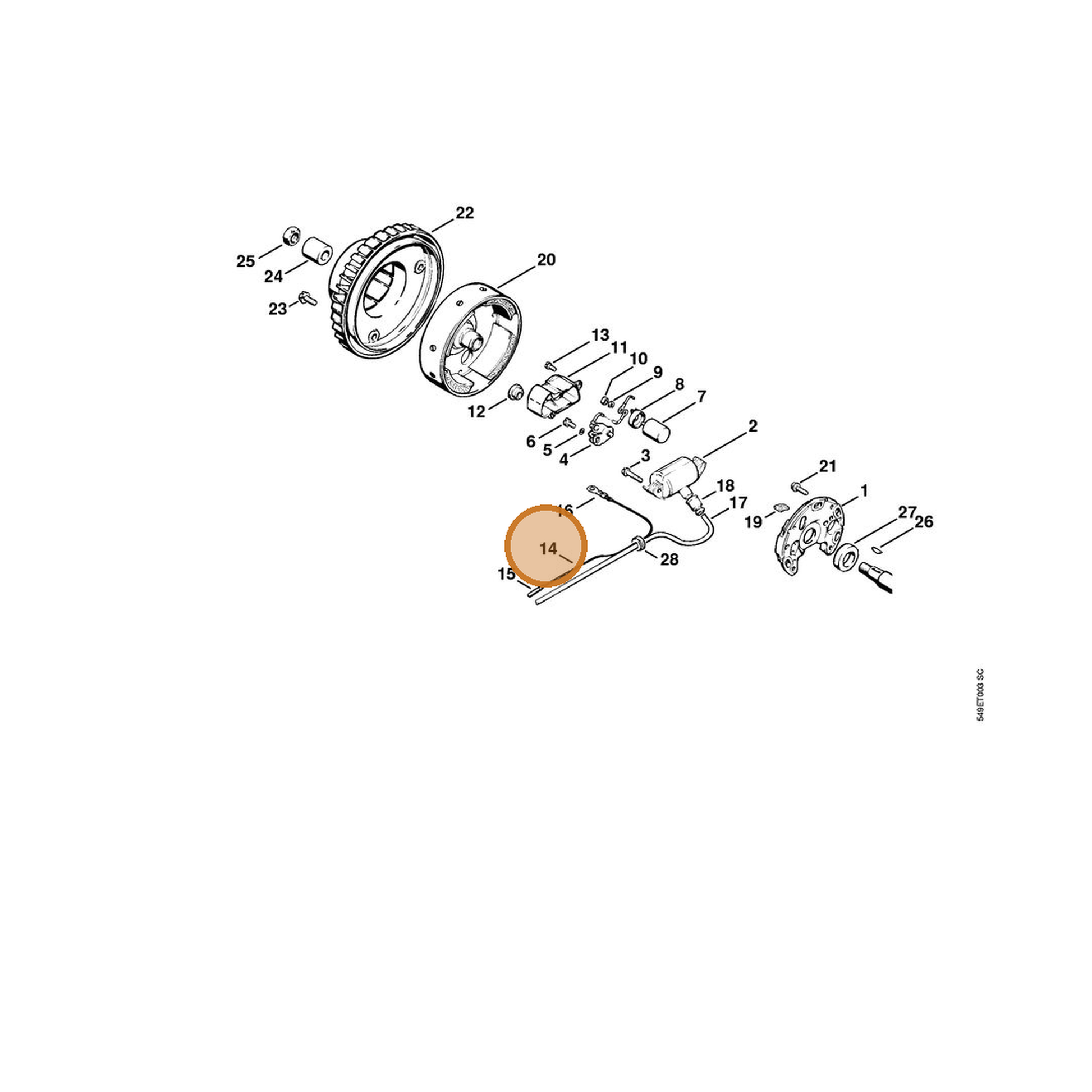 STIHL part 1106-442-1201 — IPL diagram snippet (6x zoom, amber highlight)