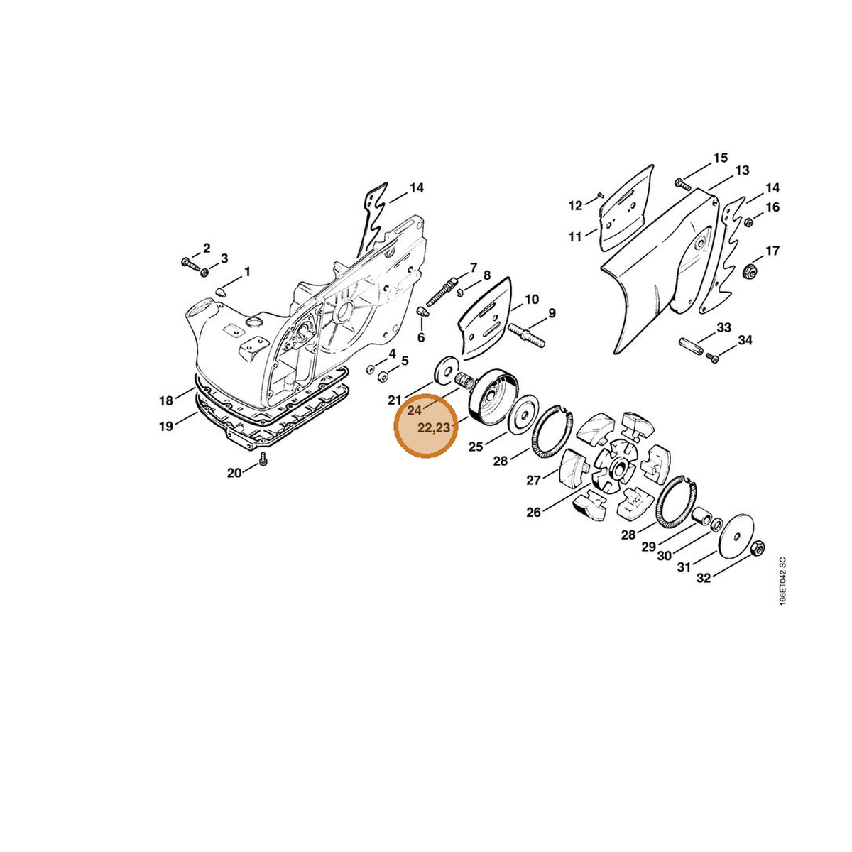 STIHL part 1106-640-2015 — IPL diagram snippet (6x zoom, amber highlight)