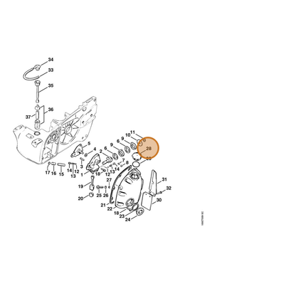 STIHL part 1106-640-3600 — IPL diagram snippet (6x zoom, amber highlight)