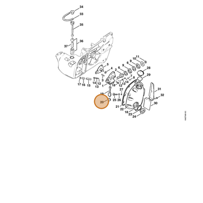 STIHL part 1106-640-3801 — IPL diagram snippet (6x zoom, amber highlight)