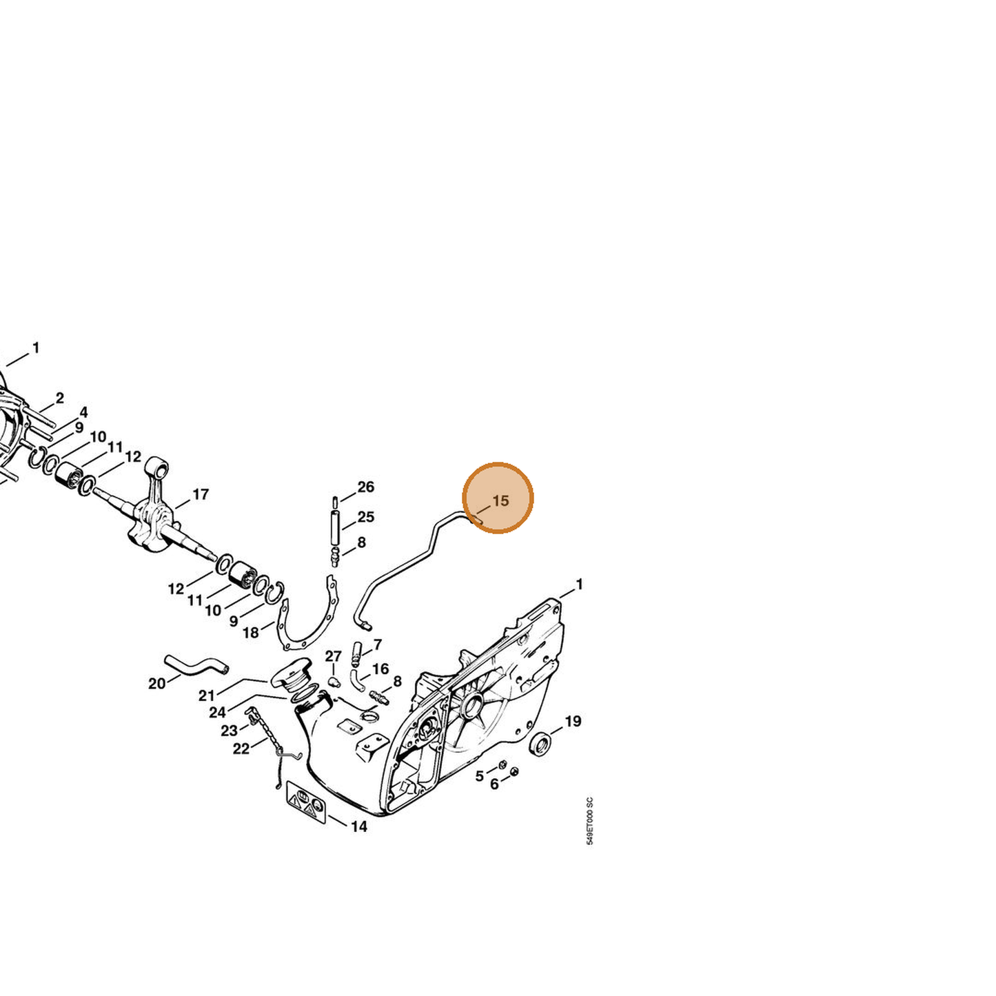 STIHL part 1106-641-3200 — IPL diagram snippet (6x zoom, amber highlight)