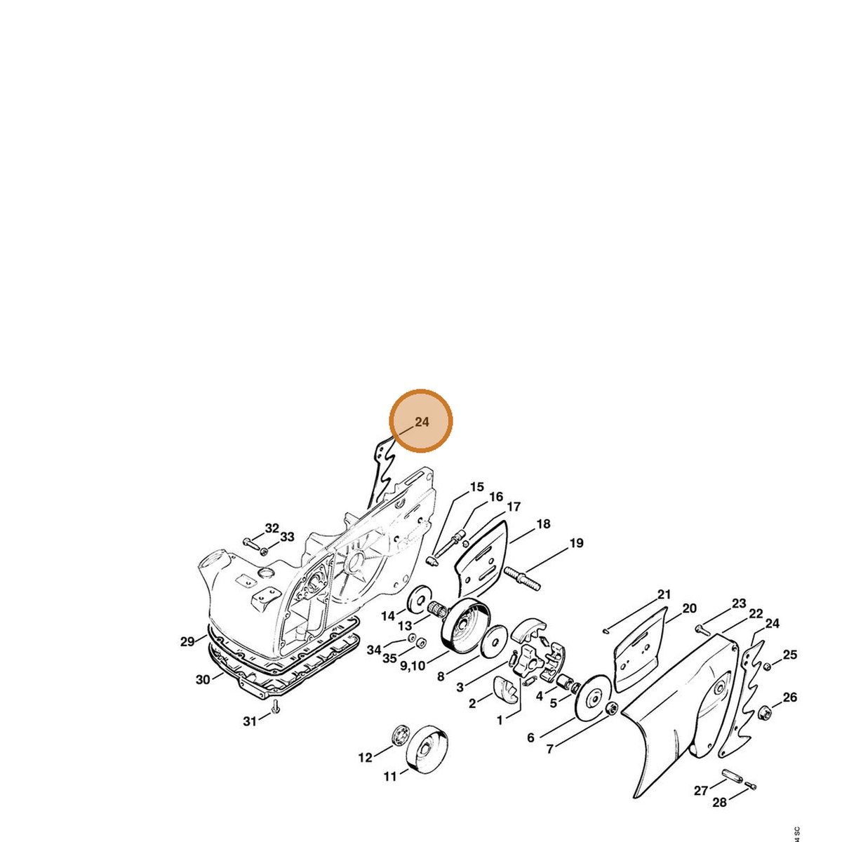 STIHL part 1106-664-0510 — IPL diagram snippet (6x zoom, amber highlight)