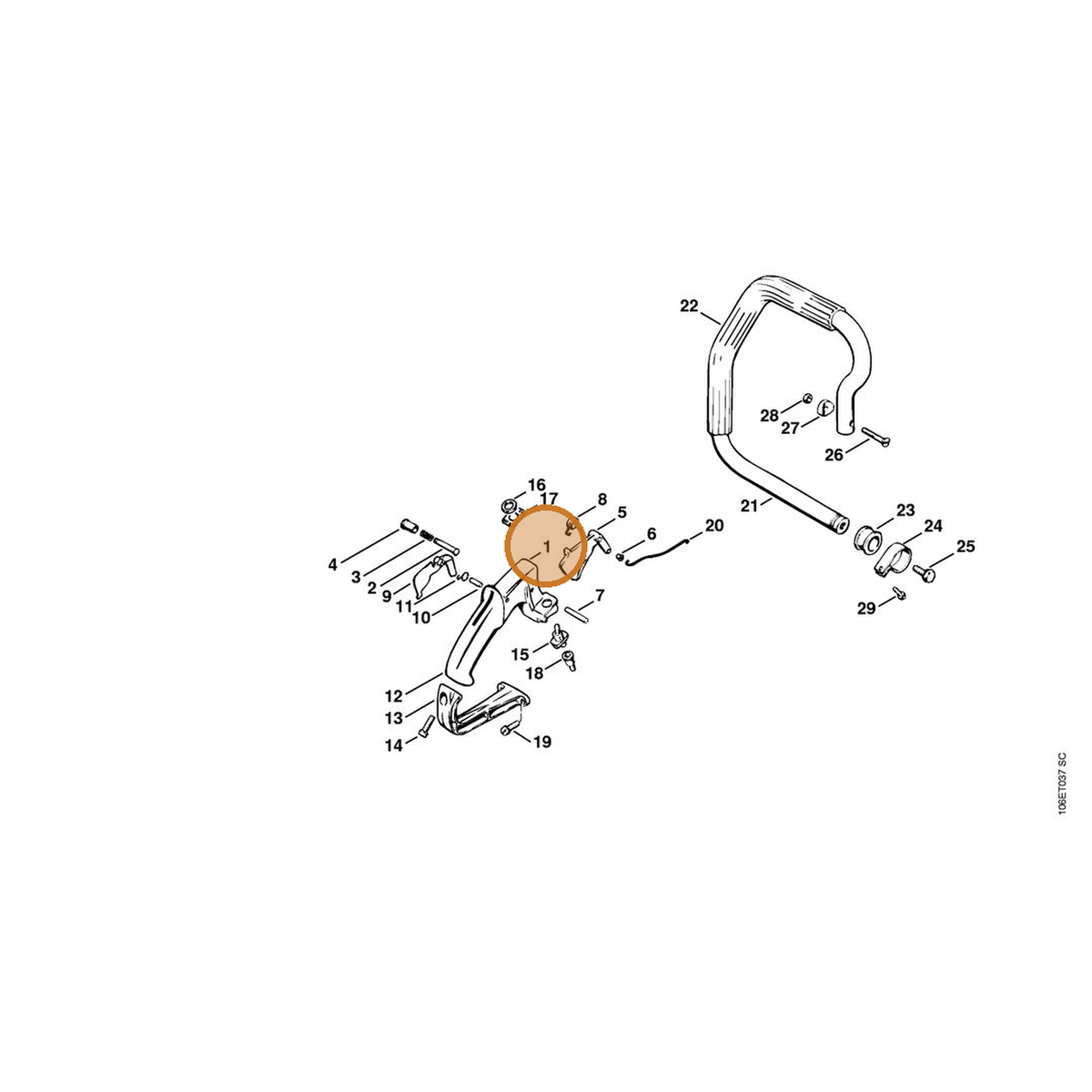 STIHL part 1106-790-0302 — IPL diagram snippet (6x zoom, amber highlight)