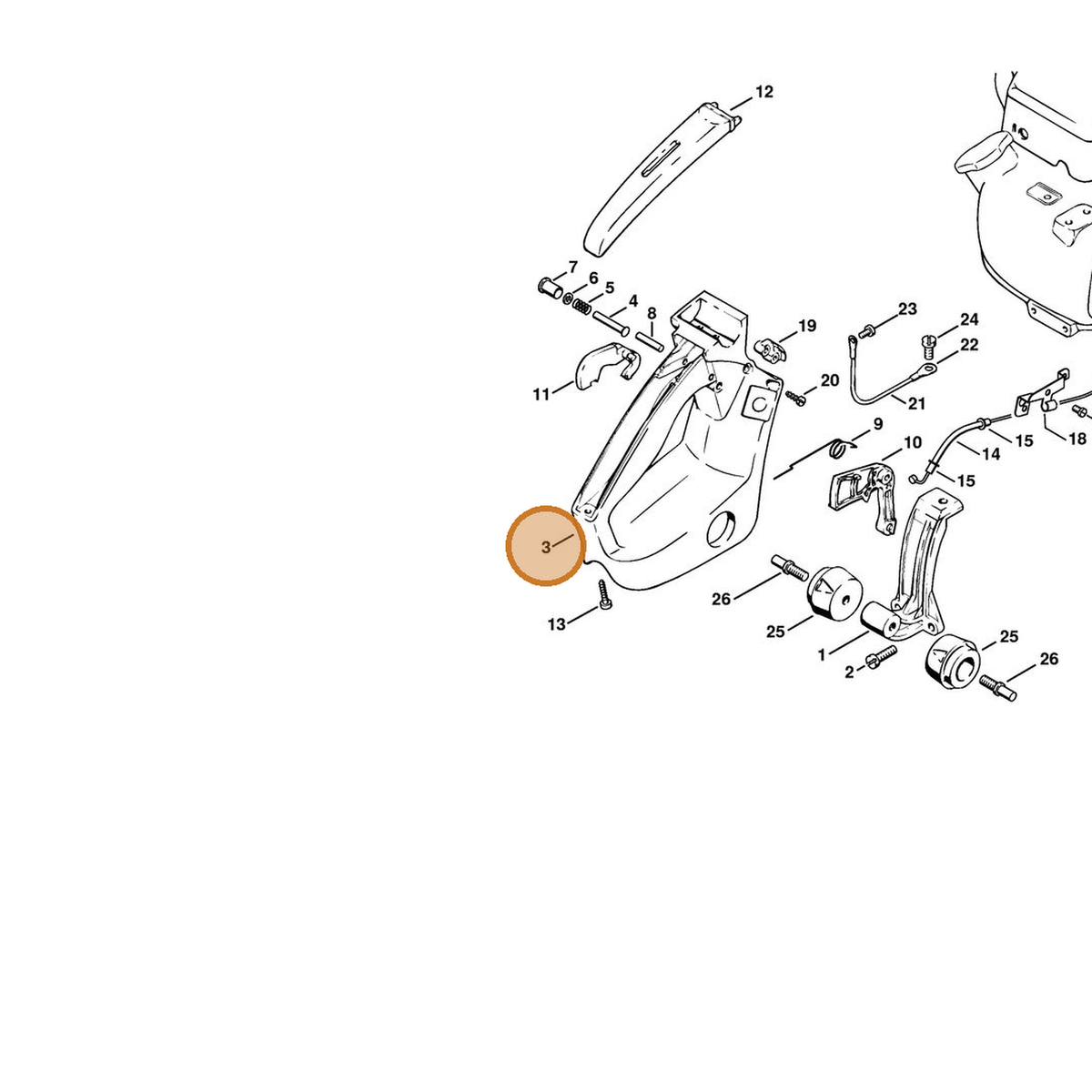 STIHL part 1106-790-0307 — IPL diagram snippet (6x zoom, amber highlight)