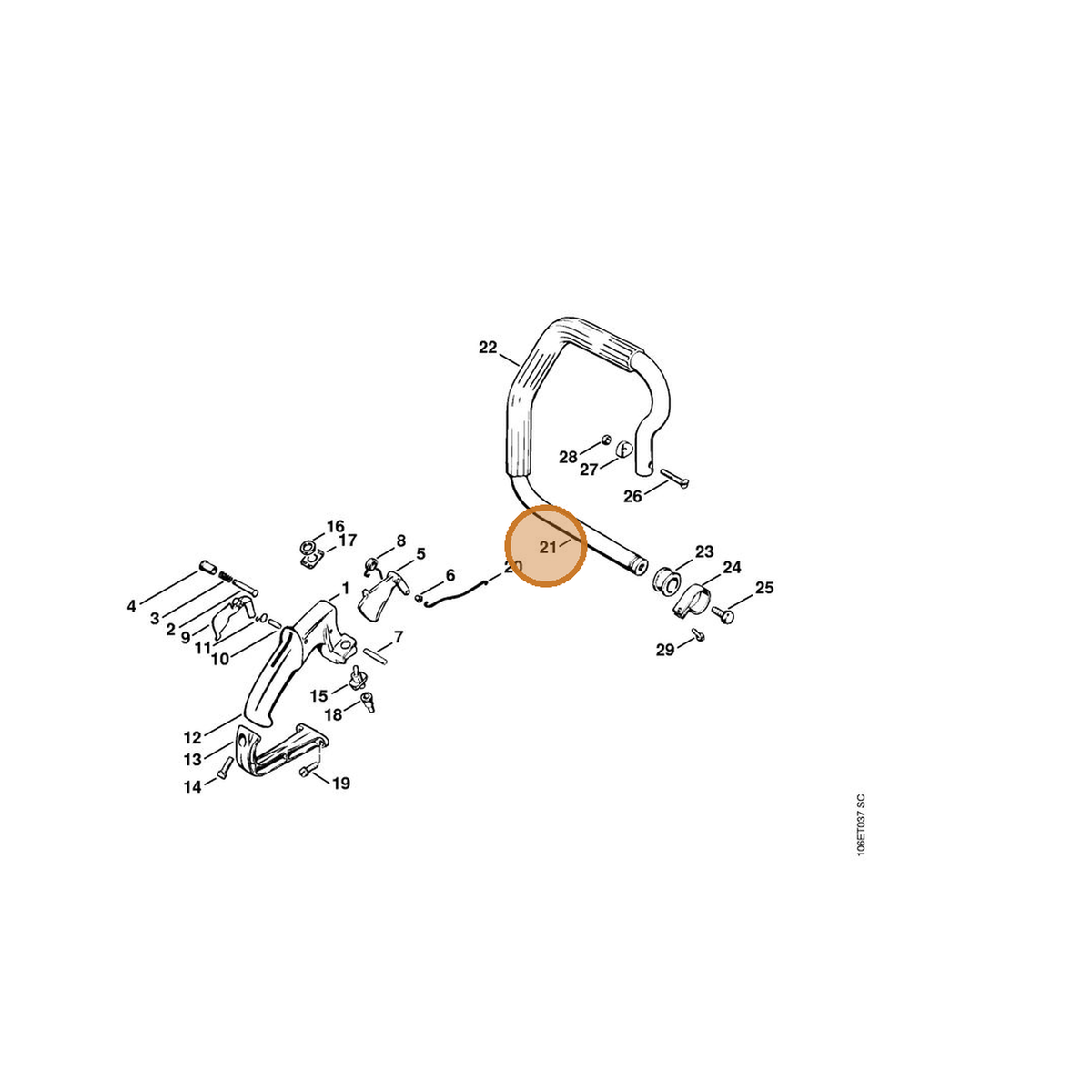 STIHL part 1106-790-1501 — IPL diagram snippet (6x zoom, amber highlight)