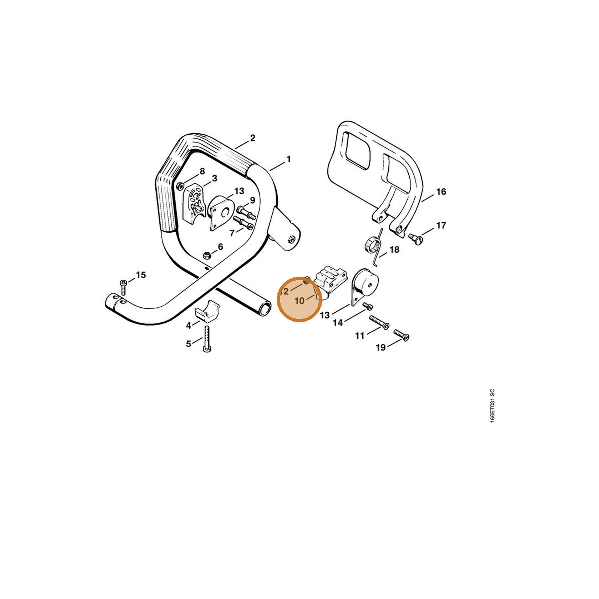 STIHL part 1106-790-7650 — IPL diagram snippet (6x zoom, amber highlight)