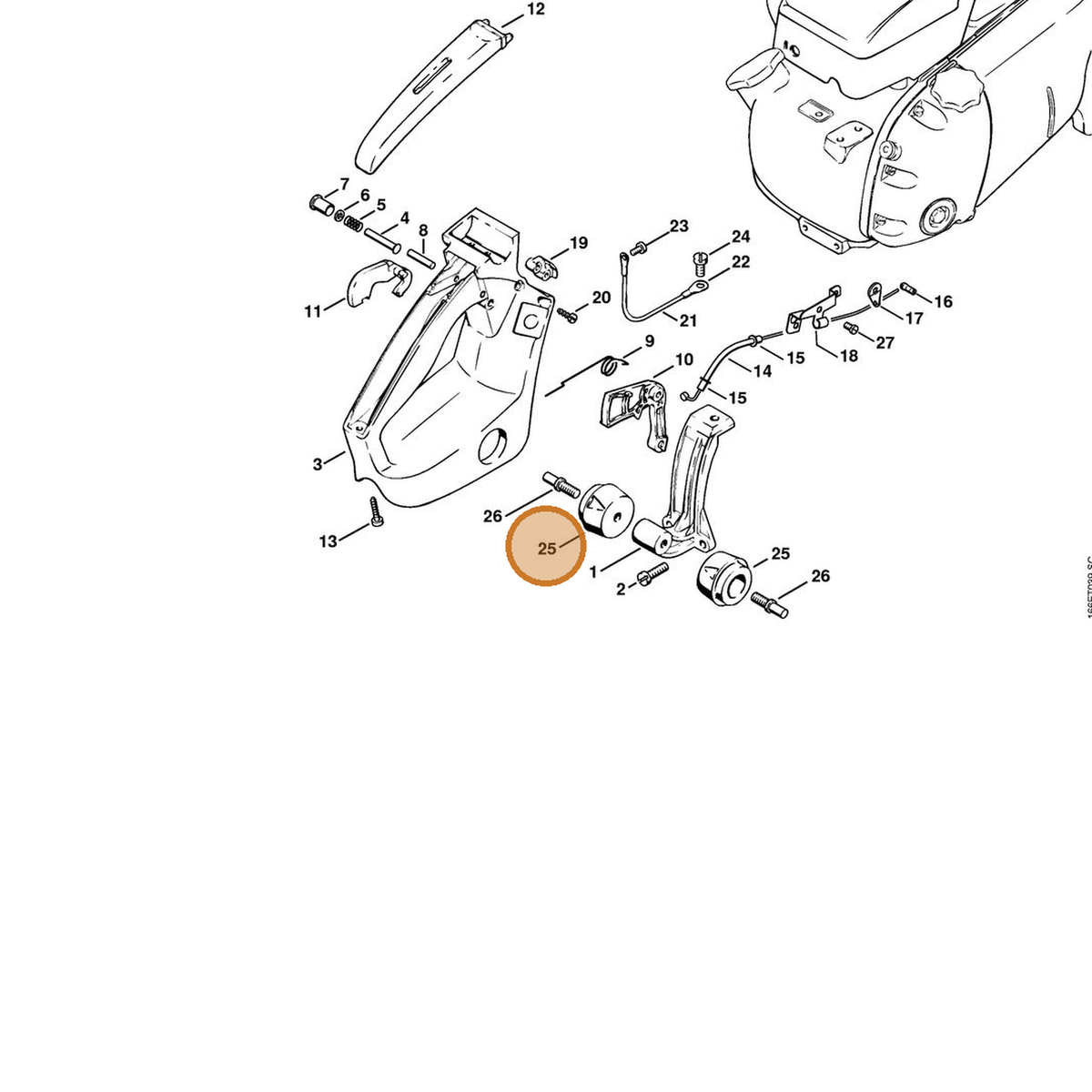 STIHL part 1106-790-9905 — IPL diagram snippet (6x zoom, amber highlight)