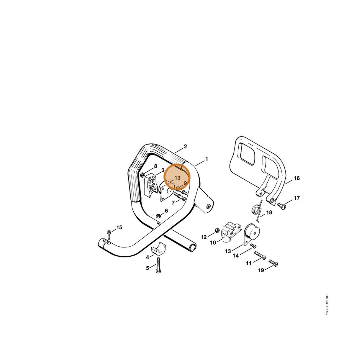 STIHL part 1106-790-9910 — IPL diagram snippet (6x zoom, amber highlight)