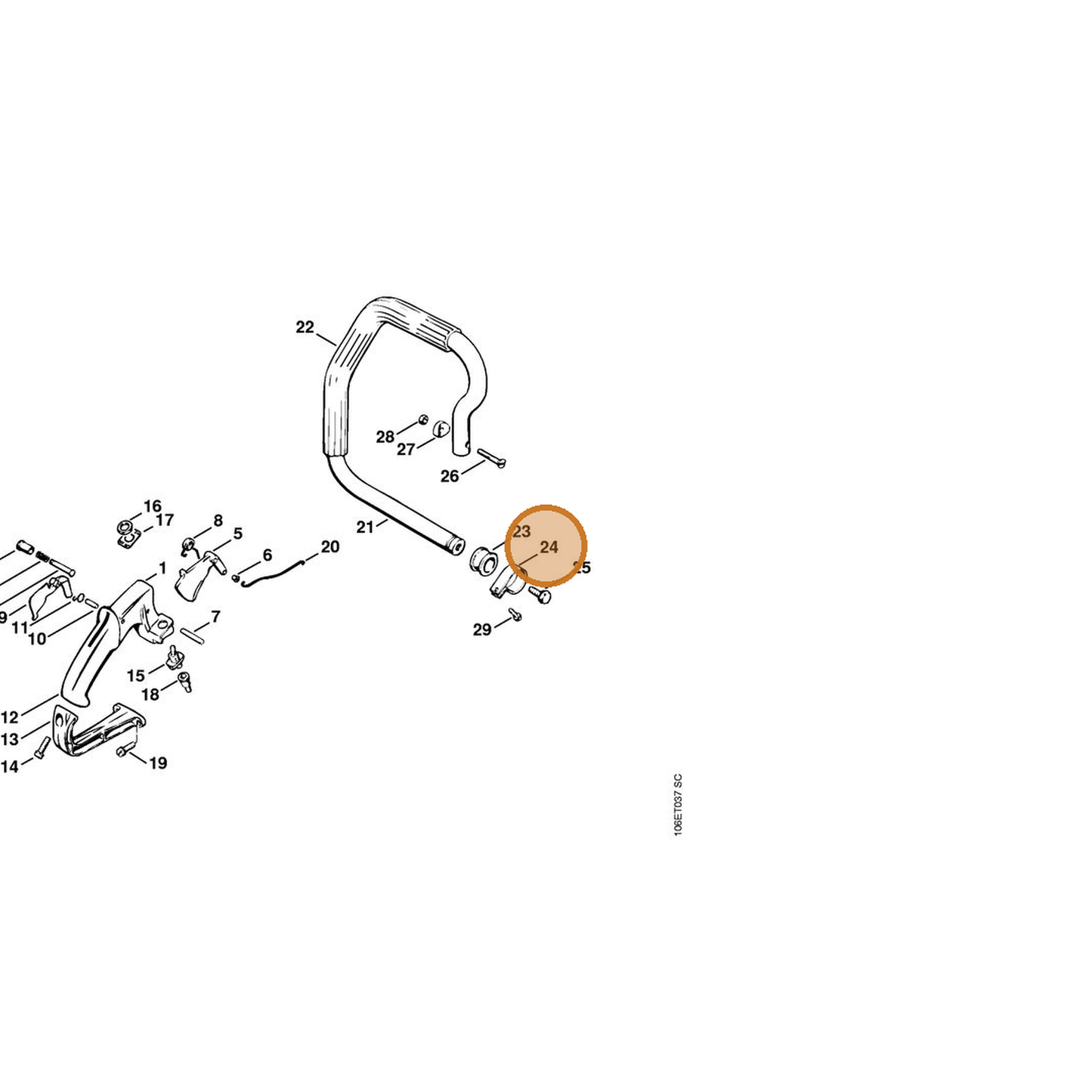 STIHL part 1106-791-9400 — IPL diagram snippet (6x zoom, amber highlight)