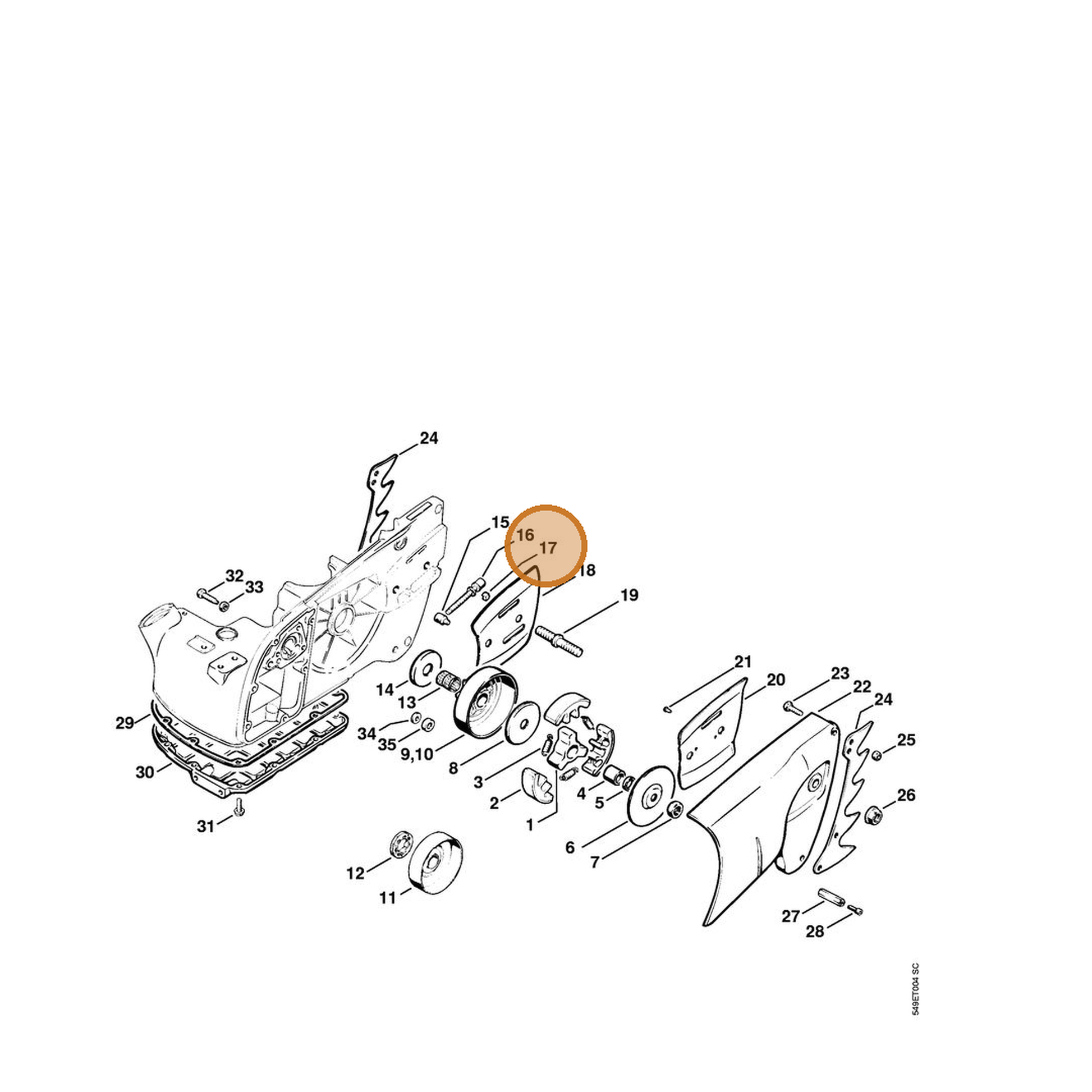 STIHL part 1107-021-9000 — IPL diagram snippet (6x zoom, amber highlight)