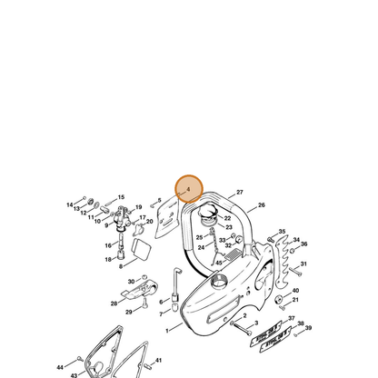 STIHL part 1107-664-1100 — IPL diagram snippet (6x zoom, amber highlight)