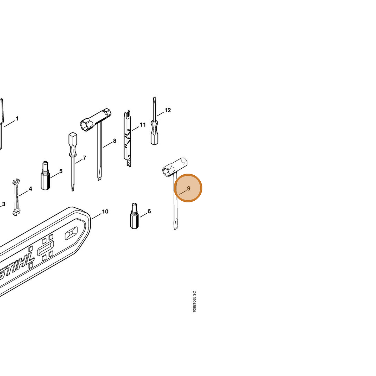 STIHL part 1107-890-3400 — IPL diagram snippet (6x zoom, amber highlight)