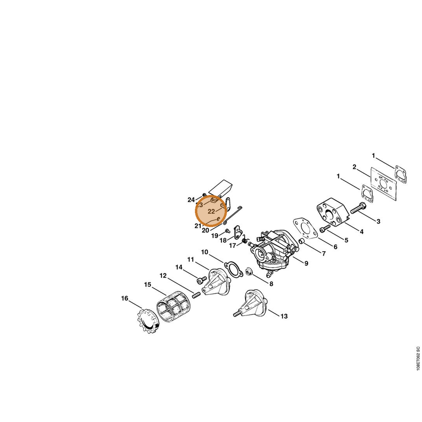 STIHL part 1108-100-0600 — IPL diagram snippet (6x zoom, amber highlight)