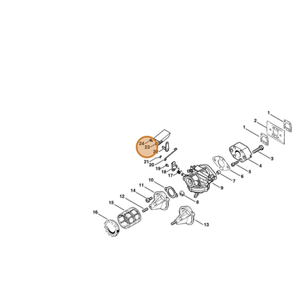 STIHL part 1108-104-1000 — IPL diagram snippet (6x zoom, amber highlight)