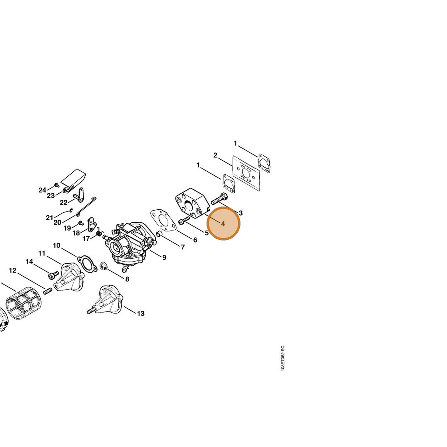 STIHL part 1108-120-2300 — IPL diagram snippet (6x zoom, amber highlight)