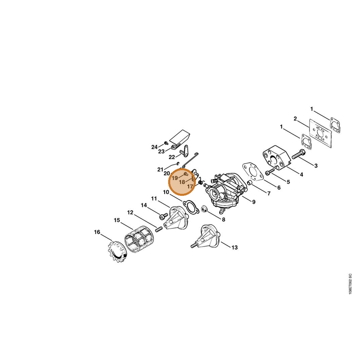 STIHL part 1108-120-7000 — IPL diagram snippet (6x zoom, amber highlight)